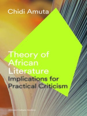 cover image of Theory of African Literature